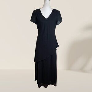 Jessica Howard Black Chiffon Tiered Formal Dress • Size 8 (Evening / Wedding)